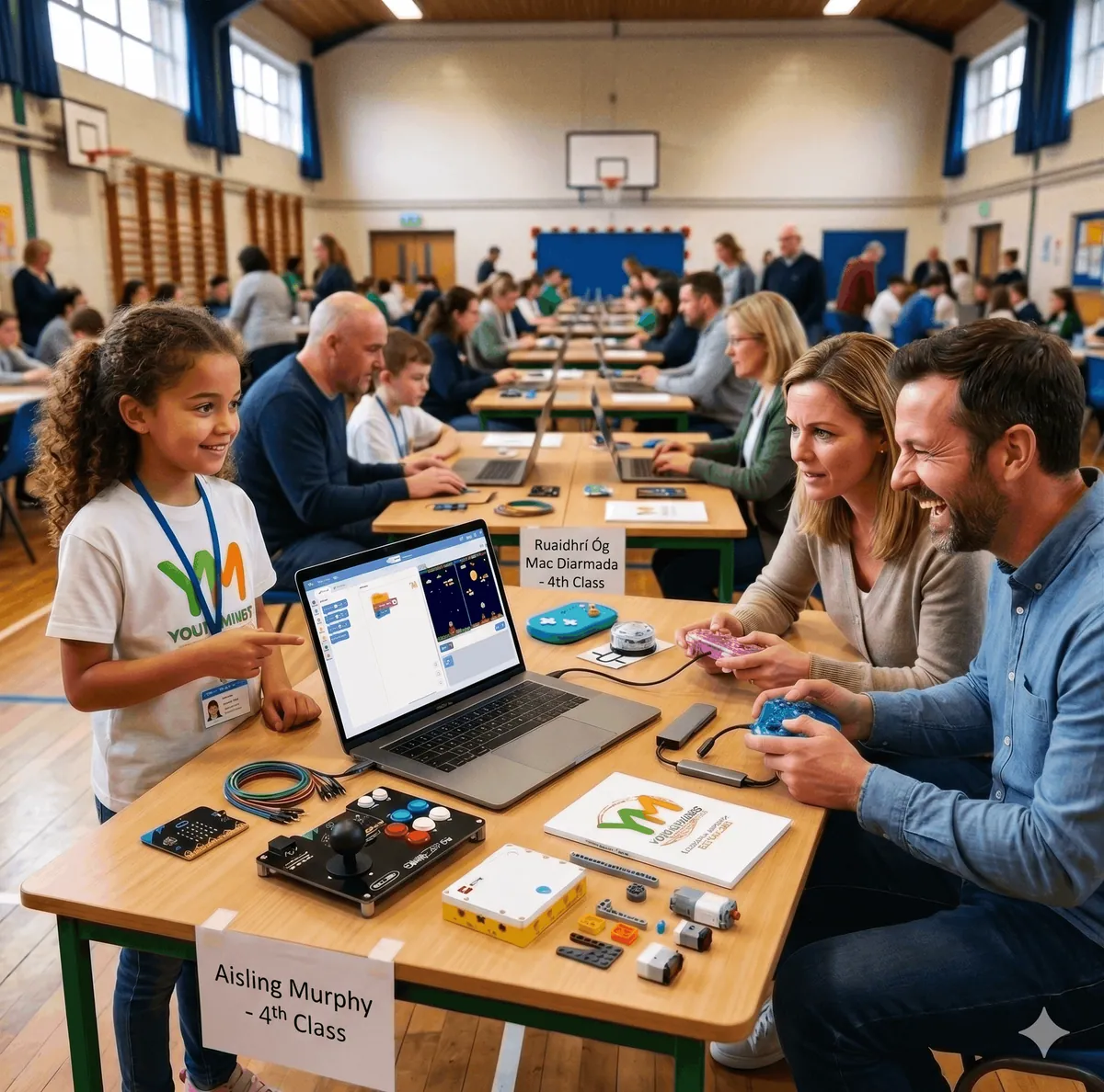 Parents and students at a YoungMinds school showcase