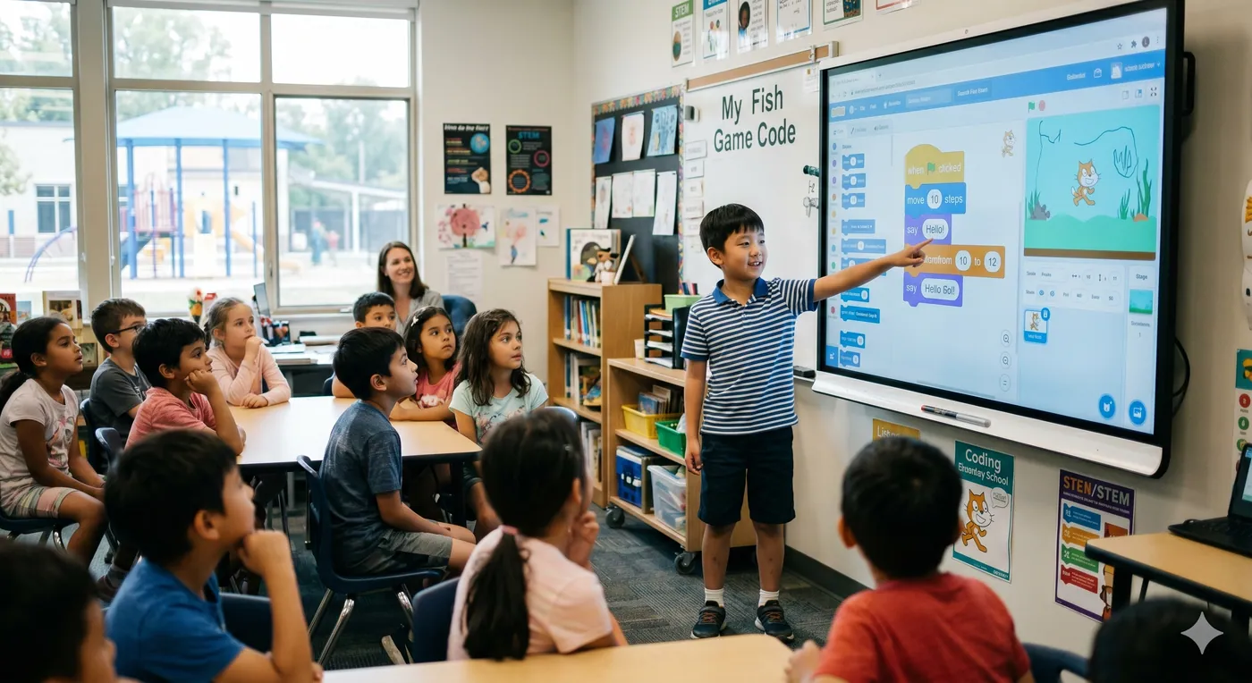 YoungMinds curriculum in action: students learning to communicate their tech ideas