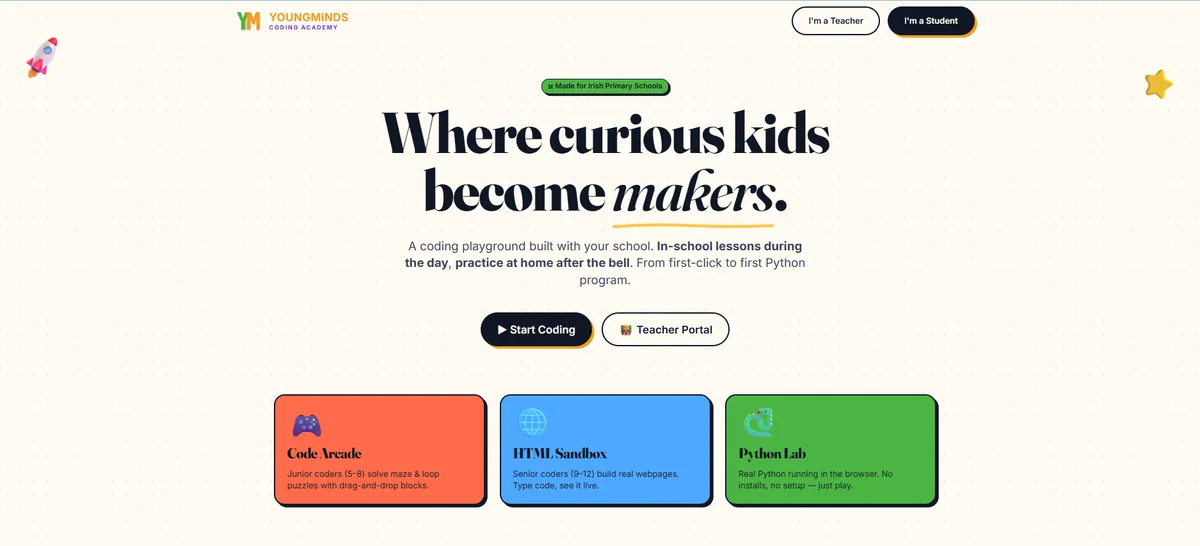 The YoungMinds practice app interface on a device